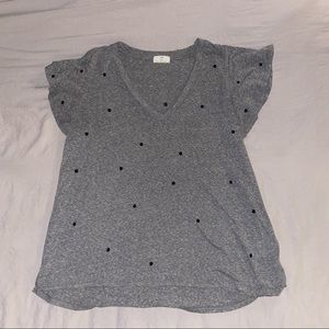 Gray t-shirt with black polka dots